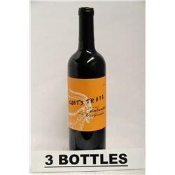 3 BOTTLES OF GOATS TRAIL ZINFANDEL 2010 RED WINE