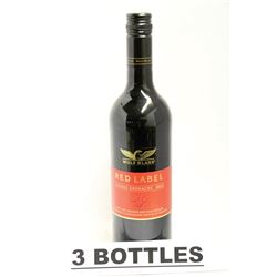 3 BOTTLES OF RED LABEL SHIRAZ GRENACHE 2013 RED