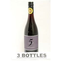 3 BOTTLES OF FIVE VINEYARDS 2013 PINOT NOIR RED