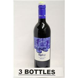 3 BOTTLES OF FLIPFLOP 2009 MERLOT RED WINE