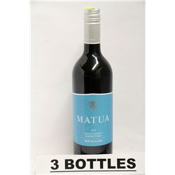 3 BOTTLES OF MATUA 2012 MERLOT CABERNET RED WINE