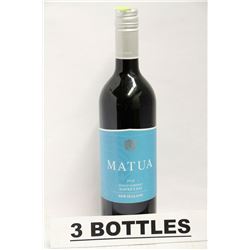 3 BOTTLES OF MATUA 2012 MERLOT CABERNET RED WINE