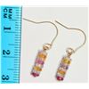 Image 2 : 14K Gold Multi-Colour Sapphire (3ct) Earrings