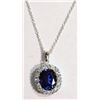 Image 1 : Sterling Silver Created Sapphire & CZ Pendant