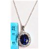 Image 2 : Sterling Silver Created Sapphire & CZ Pendant