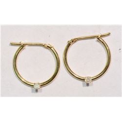 14K Gold Diamond Hoop Earrings