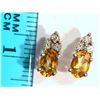 Image 2 : Sterling Silver Citrine & Diamond Earrings