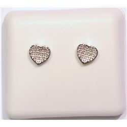 Sterling Silver Diamond Heart Design Earrings