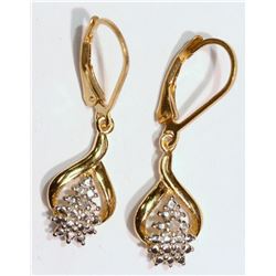 Sterling Silver Gold Plated Diamond  Earrings