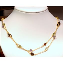 Sterling Silver Gold Plated Gemstone Necklace