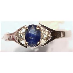 14K Gold Sapphire (0.5ct) & Diamond Ring