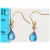 Image 2 : 14K Gold Blue & White Topaz Tear Drop Earrings