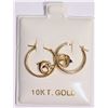 Image 1 : 10K Gold Cubic Zirconia Dolphin Hoop Earrings