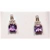Image 1 : Sterling Silver Amethyst & Diamond Earrings