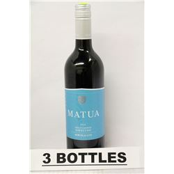 3 BOTTLES OF MATUA 2012 MERLOT CABERNET RED WINE