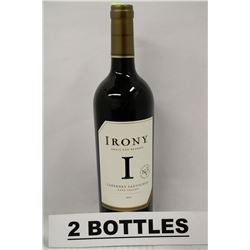 2 BOTTLES OF IRONY CABERNET SAUVIGNON 2011 RED