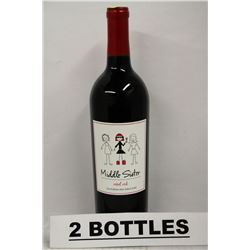 2 BOTTLES OF MIDDLE SISTER CALIFORNIA RED TABEL