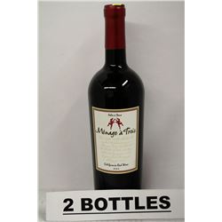 2 BOTTLES OF MENAGE A TROIS 2012 CALIFORNIA RED