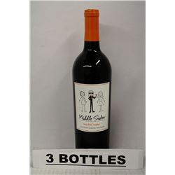 3 BOTTLES OF MIDDLE SISTER CALIFORNIA CABERNET
