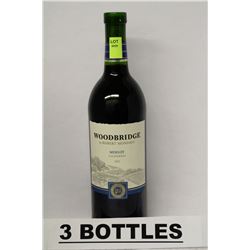 THREE BOTTLES OF WOODBRIDGE MERLOT 2012 RED WINE