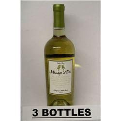 3 BOTTLES OF MENAGE A TROIS CALIFORNIA WHITE WINE