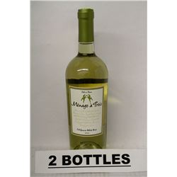 2 BOTTLES OF MENAGE A TROIS CALIFORNIA WHITE WINE