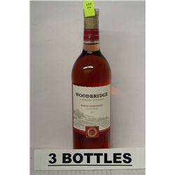 3 BOTTLES OF WOODBRIDGE WHITE ZINFANDEL ROSE WINE