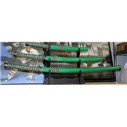 SET OF 3 DECORATIVE SWORDS WITH STAND