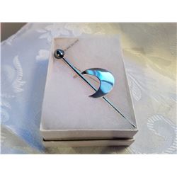 STERLING SILVER CRESCENT MOON BROACH