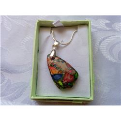 HAND SET CHEVRON SHAPE PICASSO JASPER PENDANT