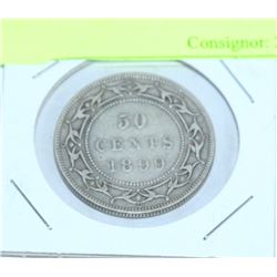1899 SILVER NEWFOUNDLAND 50 CENT PIECE QUEEN