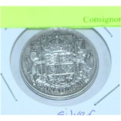 1965 SILVER CANADIAN 50 CENT PIECE UNCIRCULATED W/