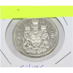1965 SILVER CANADIAN 50 CENT PIECE UNCIRCULATED W/