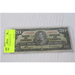 1937 BANK OF CANADA $20.00 COYNE/TOWERS