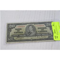 1937 BANK OF CANADA $20.00 COYNE/TOWERS