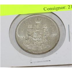 1965 SILVER CANADIAN 50 CENT PIECE QUEEN ELIZABETH