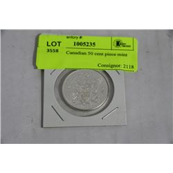 1965 SILVER CANADIAN 50 CENT PIECE UNCIRCULATED W/