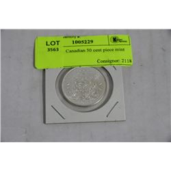 1965 SILVER CANADIAN 50 CENT PIECE UNCIRCULATED W/