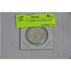 1965 SILVER CANADIAN 50 CENT PIECE UNCIRCULATED W/