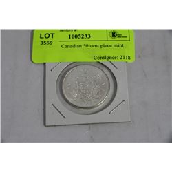 1965 SILVER CANADIAN 50 CENT PIECE UNCIRCULATED W/