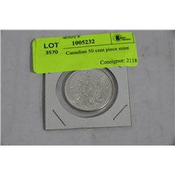 1965 SILVER CANADIAN 50 CENT PIECE UNCIRCULATED W/