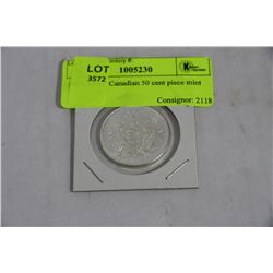 1965 SILVER CANADIAN 50 CENT PIECE UNCIRCULATED W/