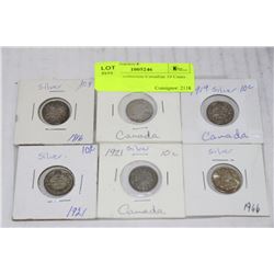 SILVER CANADIAN 10 CENTS X6