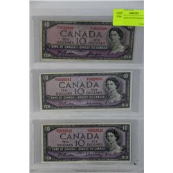 1954 CANADA $10.00 REPLACEMENT NOTES WITH MIXED X3