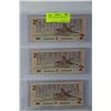 Image 1 : 1986 BIRD SERIES $2.00 UNCIRCULATED BANK NOTES x3