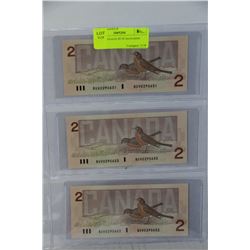 1986 BIRD SERIES $2.00 UNCIRCULATED X3