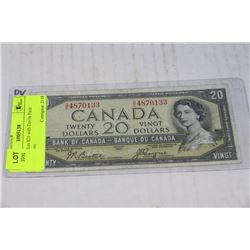 1954 CANADIAN $20.00 WITH DEVILS FACE