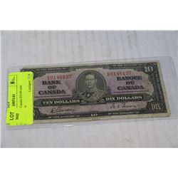 1937 BANK OF CANADA  $10.00 NOTE Gordon/Towers
