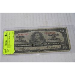 1937 BANK OF CANADA  $10.00 NOTE GORDON TOWERS