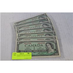 1954 CANADIAN $1.00 REPLACEMENT NOTES x7